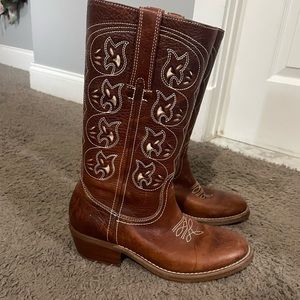 Nicole - brown round toe cowboy boots
